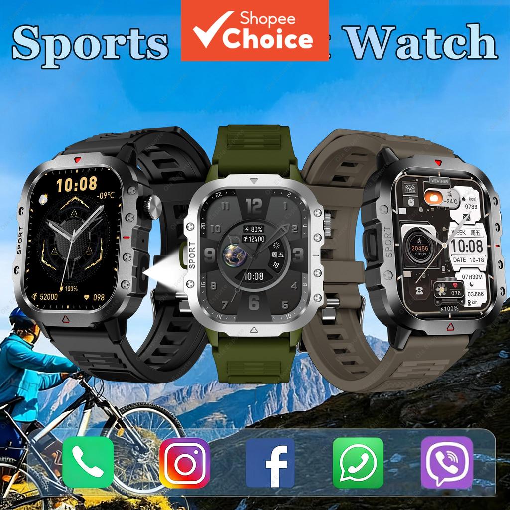 Smartwatch Militar Masculino BT Chamada SOS Monitoramento De Saúde Esportes Ao Ar Livre Rastreamento Digital Relógio Int