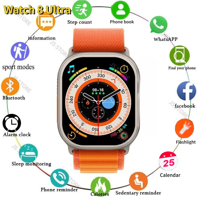 Assista 8 Ultra Smart Watch Série 8 Digital Masculino À Prova D'água Esporte Fitness Android