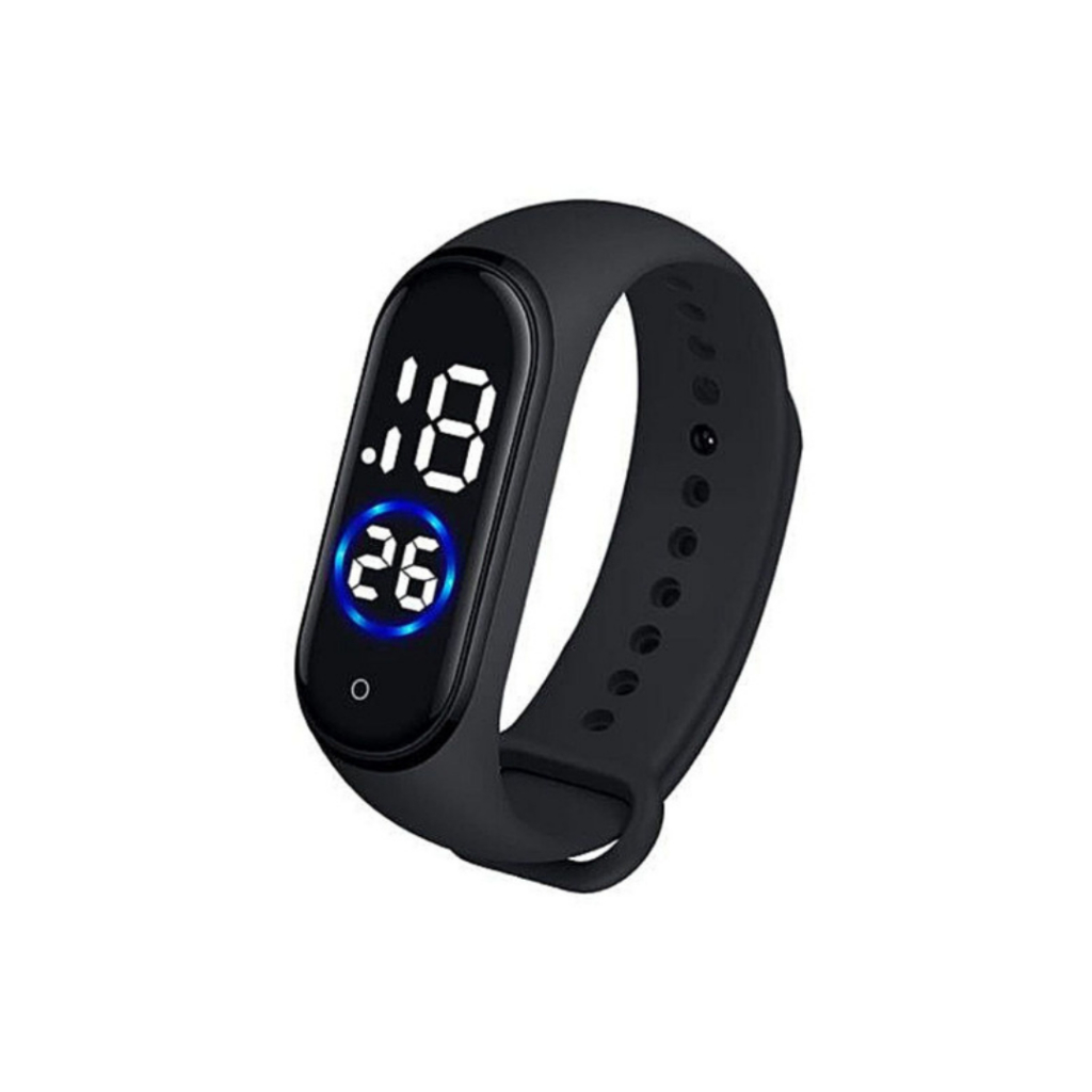Relógio De Pulso Digital  Borracha Smartband Led Preto