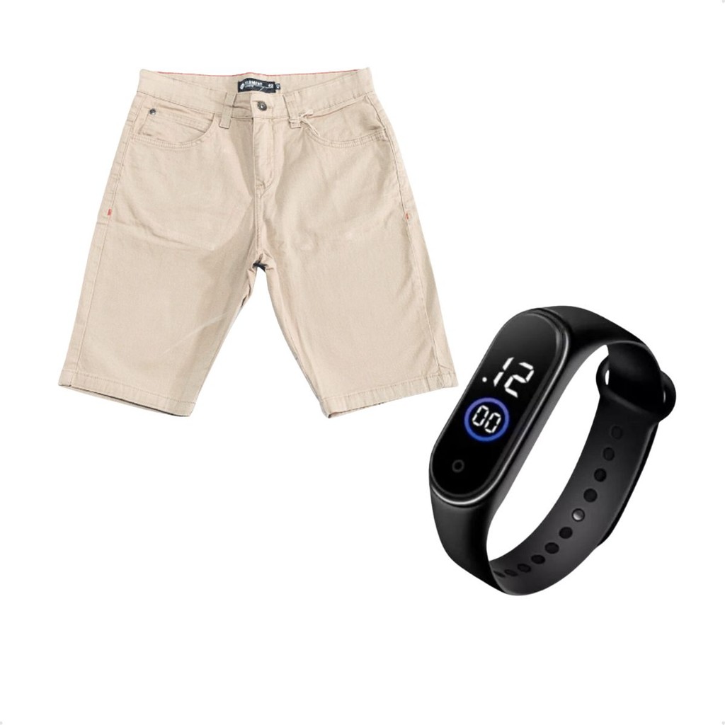 Kit 1 Bermuda Masculina Sarja Mais Relogio SmartWatch Digital De Linha Premium Enviamos Hoje Mesmo
