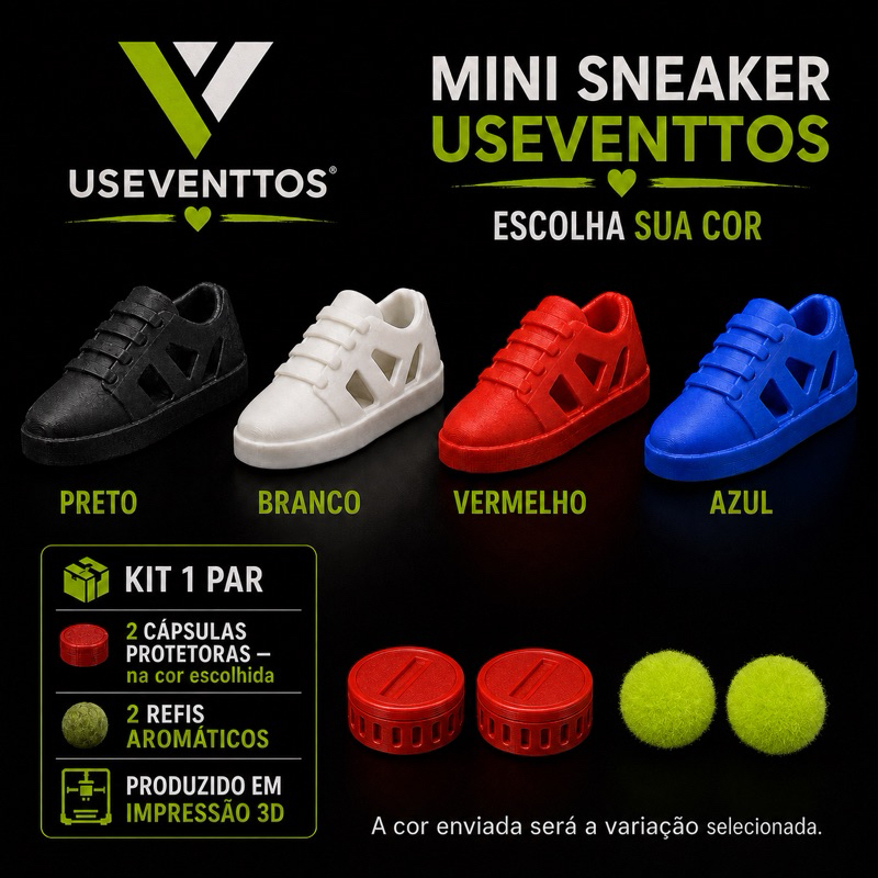 Aromatizador para Tênis Mini Sneaker | Anti-Odor com Refil | Kit 1 Par Useventtos