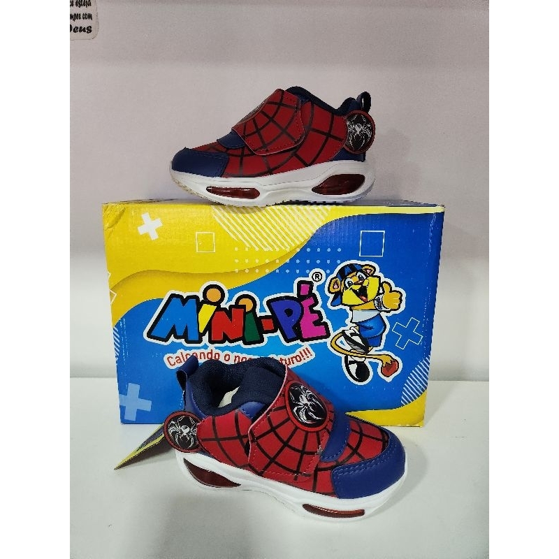 Mini-pé tênis infantil aranha com led ultraconfortavel 2534