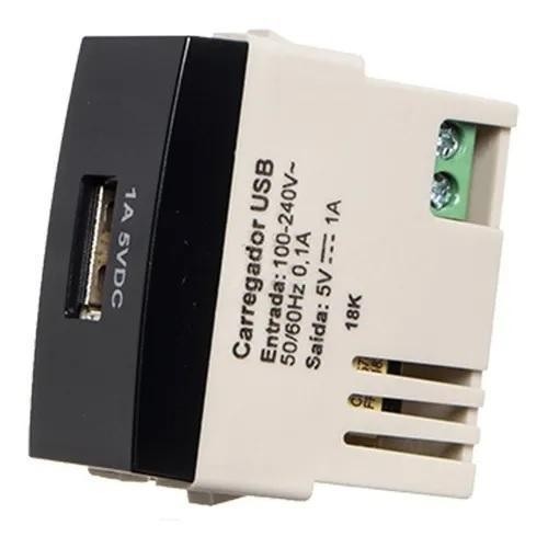 Modulo Tomada Carregador Usb 1A Biv Ebony Sleek Margirius
