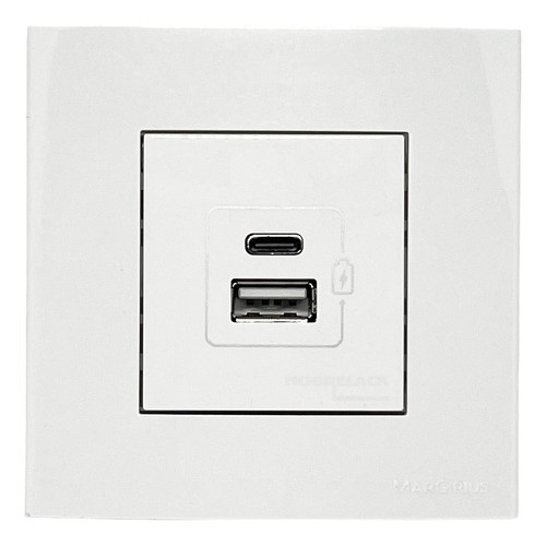 Tomada Carregador Dupla Usb Tipo C + A 2a Branca Margirius