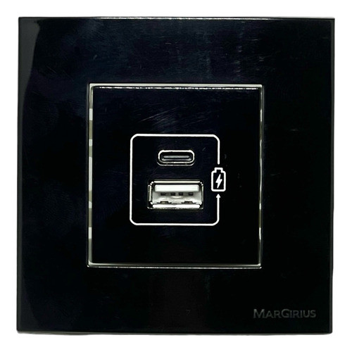 Tomada Dupla Usb Tipo C + A Carregador 2a Preta Margirius