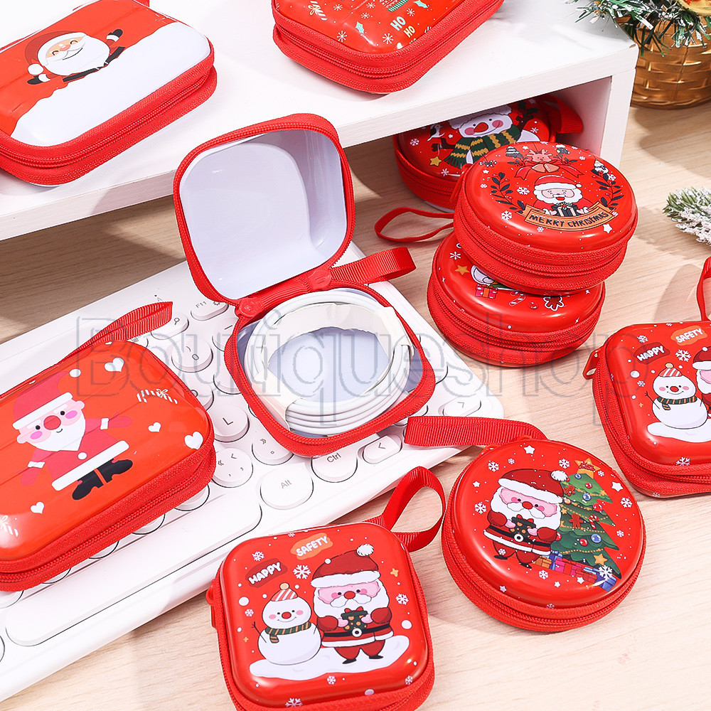 [Feliz Natal] Bolsa De Moedas Com Tema De-Carteira Para Presente-Cabo USB Estojo Porta Cartão SD Armazenamento De Doces