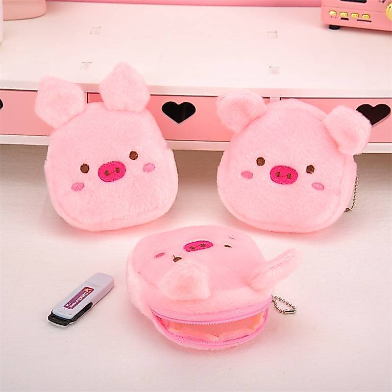 [EL-t] Bolsa De Moedas De Pelúcia Fofa Rosa Porco Com Zíper Fone De Ouvido Fio USB Mini Chave Presente De Aniversário In