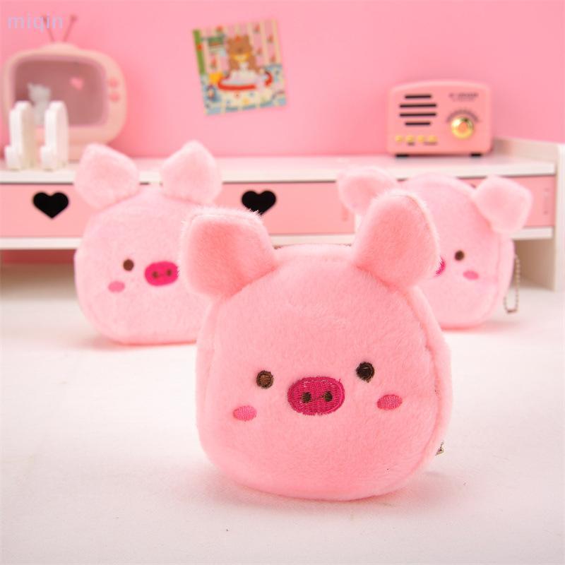 (miqin31) Bolsa De Moedas De Pelúcia Fofa Rosa Porco Com Zíper Fone De Ouvido Fio USB Mini Chave Presente De Aniversário