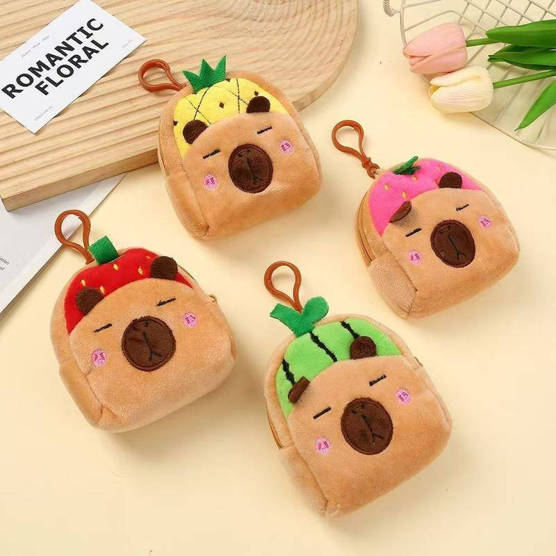 Capybara Coin Purse Mini Cute Plush Cartoon Zipper Girls Carteira De Moedas Cabos USB Chaves Presente De Aniversário