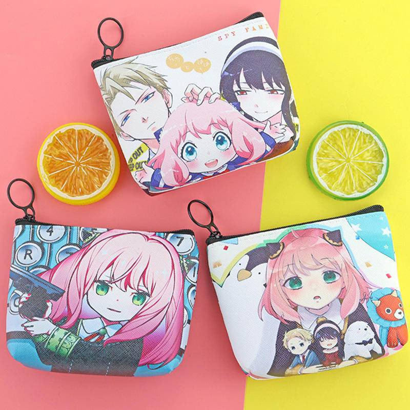 Bolsa de Moedas Familiar SPY , Mini Carteira Fofa Com Zíper Para Meninas , Cabo USB , Carteiras , Chaveiro , Loid Forger
