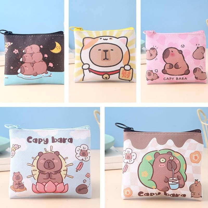 Capybara Coin Purse Mini Cute Cartoon Zipper Girls Carteira De Moedas Cabos USB Chaves Presente De Aniversário