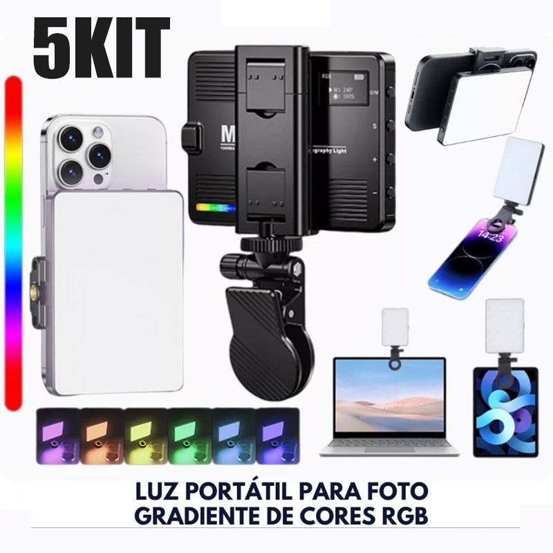 M16 RGB Luz Portátil para Foto | Panel LED 3 Temperaturas | Iluminación Fotográfica Profesional para Video y Streaming