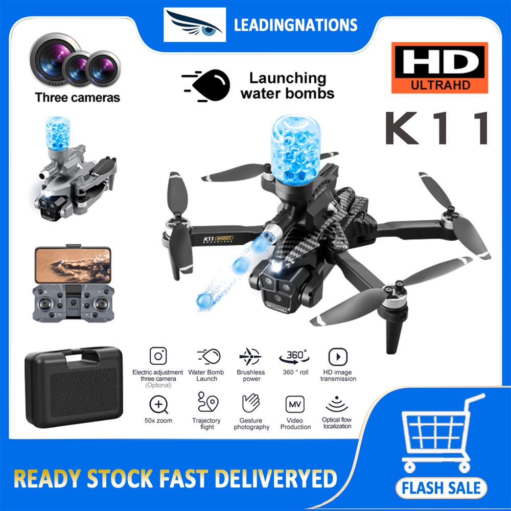 Marca Nova K11 Max Brushless Motor Drone 8K Professional 4K Bomba de água a jato K de três câmeras de posicionamento em ângulo amplo para evitar obstáculos Quadcopter de controle remoto