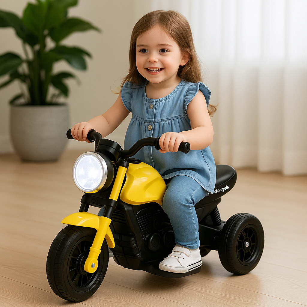 Mini Moto Esportiva Elétrica Infantil Daily 6v Resistente Com Carregador - Unitoys Amarelo Vermelho