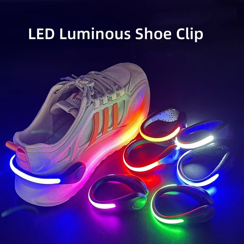 LED Luminoso Sapato Clipe Luz Ao Ar Livre Correndo Ciclismo Bicicleta RGB Novidade Iluminação Segurança Noite Avisar Lâm
