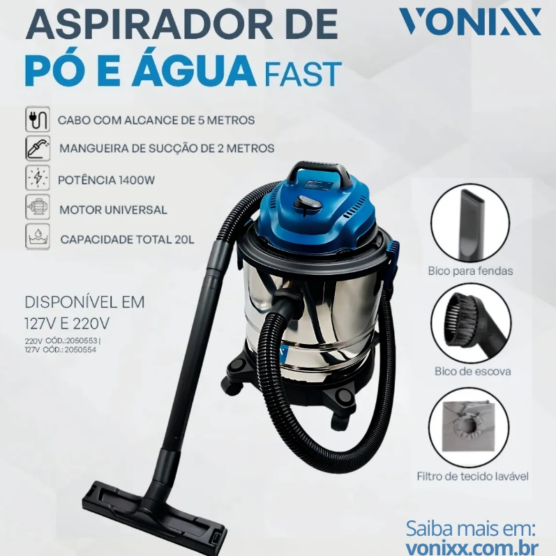 Aspirador de Pó e Água Fast VONIXX 127V