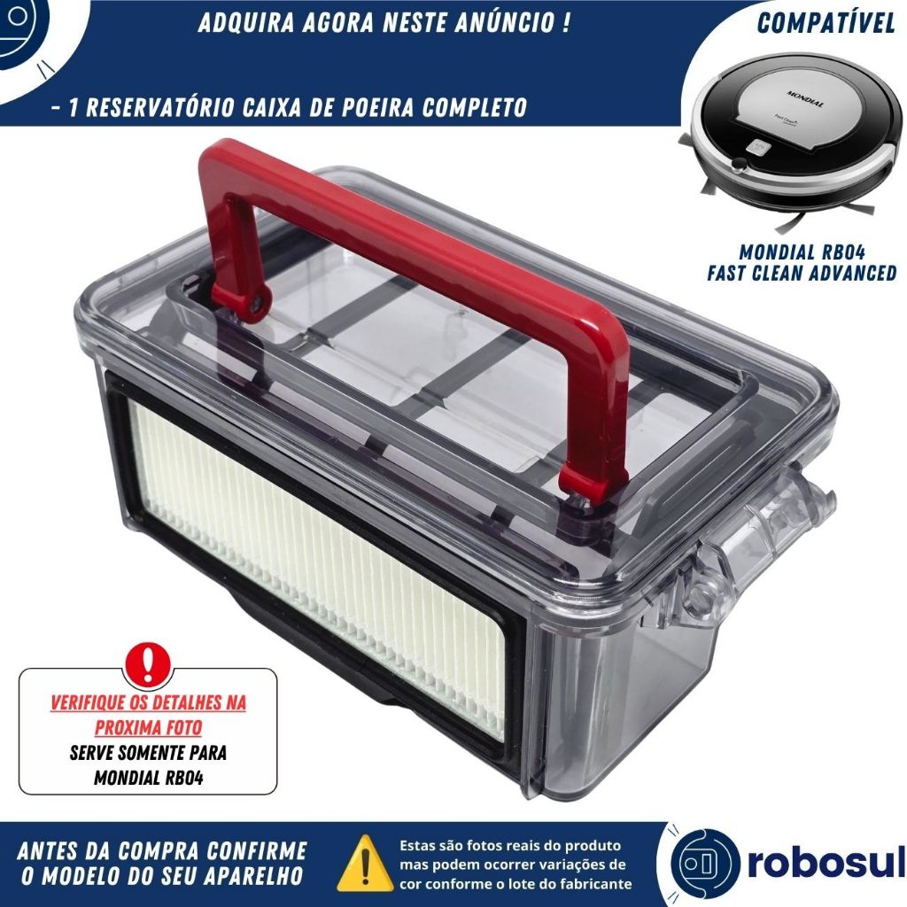Caixa de Poeira Completa com Filtro Robô Aspirador Mondial Fast Clean Advanced RB04