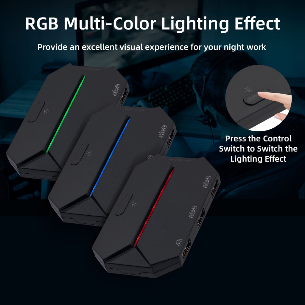 Multifunctional RGB Gaming Adapter, XIM-Compatible Keyboard Converter for Xbox One