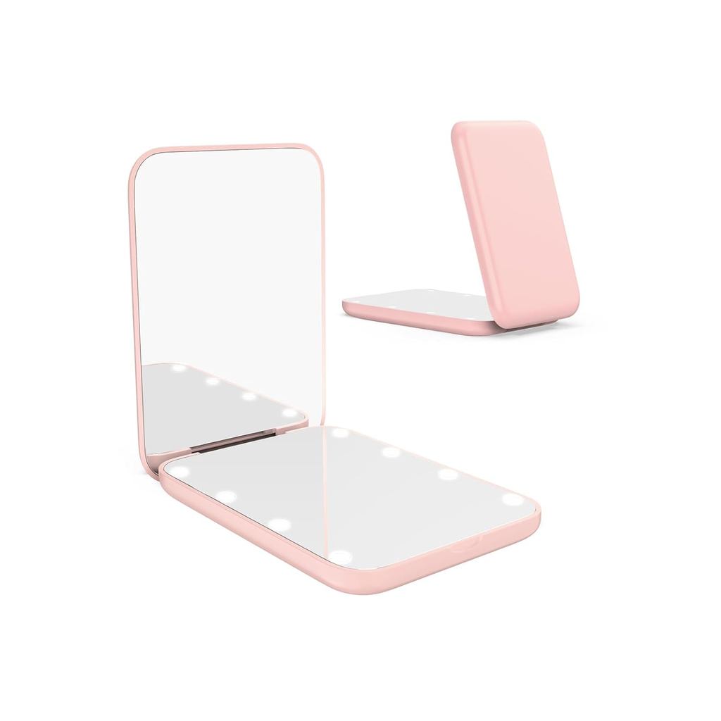 WOBSION 1x/3x Small Lighted Makeup Mirror for Purse | LED Compact Travel Mirror with Light, Portable Mirror for Pocket o