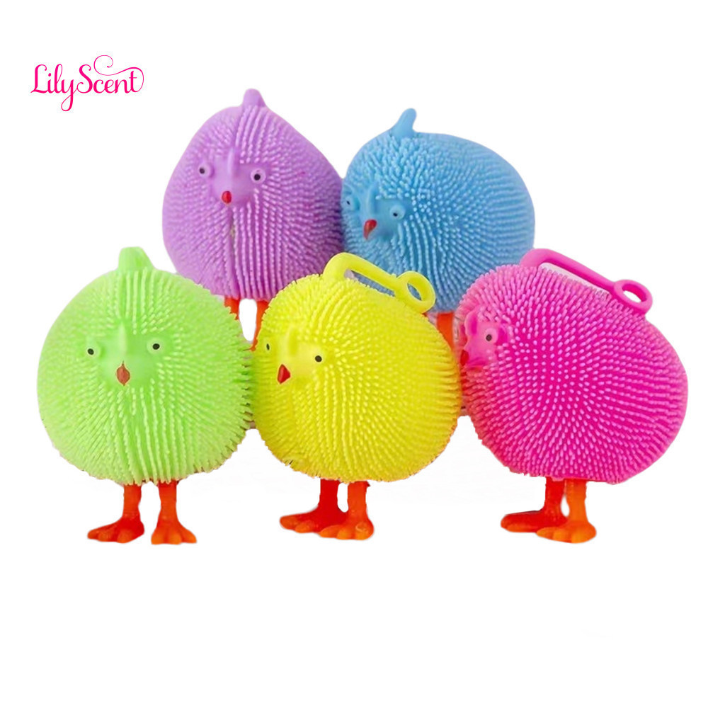 Chick Stress Relief Toy Anxiety Glowing Fuzz Led Light-up Fidget – Portable Squeeze Ball for Reduction Travel School f