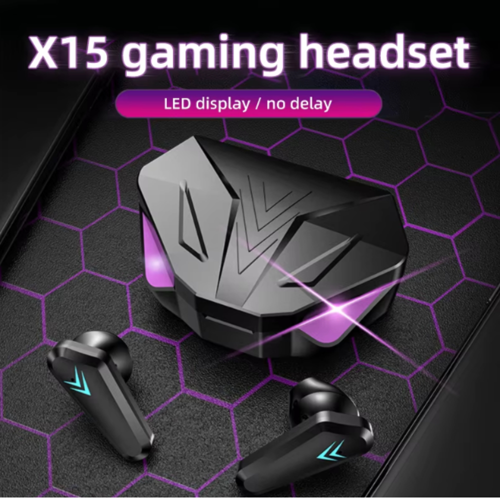 Fone De Ouvido Bluetooth GAMER Earbuds TWS RGB Headset C/Display em LED e Cancelamento de Ruídos Prt