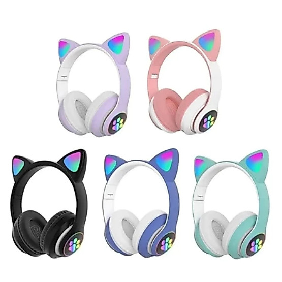 Fone De Ouvido Led Sem Fio Orelha de Gato Gatinho Cat Bluetooth Infantil Led Rgb Lançamento