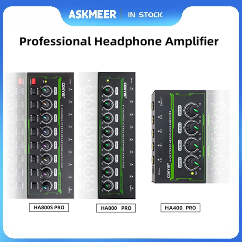 HA400/HA800/HA800S PRO 4/8 CH Amplificador De Fones De Ouvido Estéreo 6.3 Mm Controle De Volume Luz RGB Ue