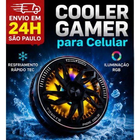 Cooler Gamer para Celular TEC RGB Resfriador de Smartphone Ventilador Magnético Controle de Temperatura para Jogos Mobil
