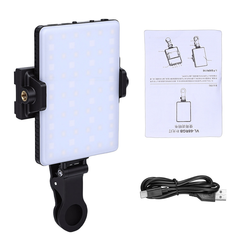 Luz Portátil Para Selfies LED Luzes De Vídeo RGB Com Braçadeira Frontal E Traseira Smartphones , Tablets , Laptops