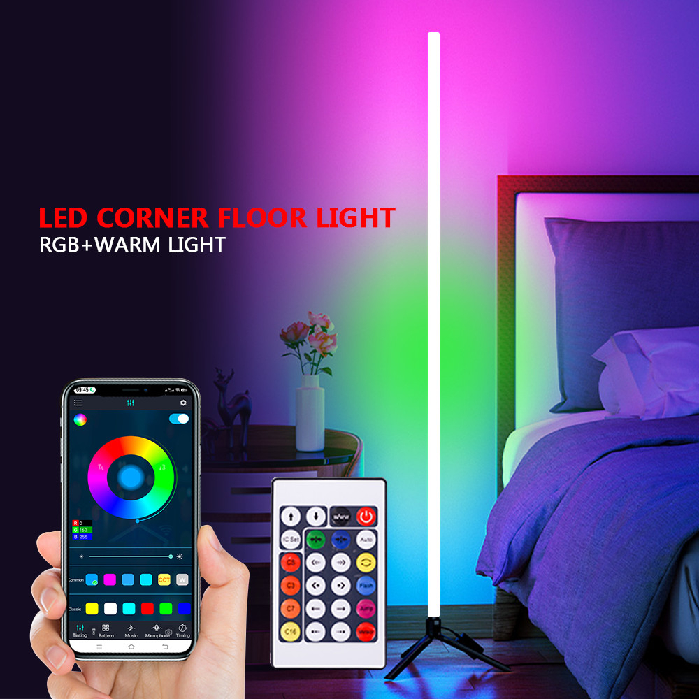 Luz de Piso RGB USB 5V Sensor de Som Controle Remoto pelo App do Smartphone Controle de Lâmpada de Canto Alta Smart