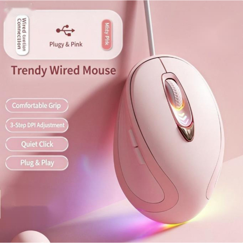 Mouse Para Jogos Com Fio Luz RGB 800-1200-1600 Sensibilidade Óptico Portátil Silencioso Laptop PC Tablet Smartphone Cria