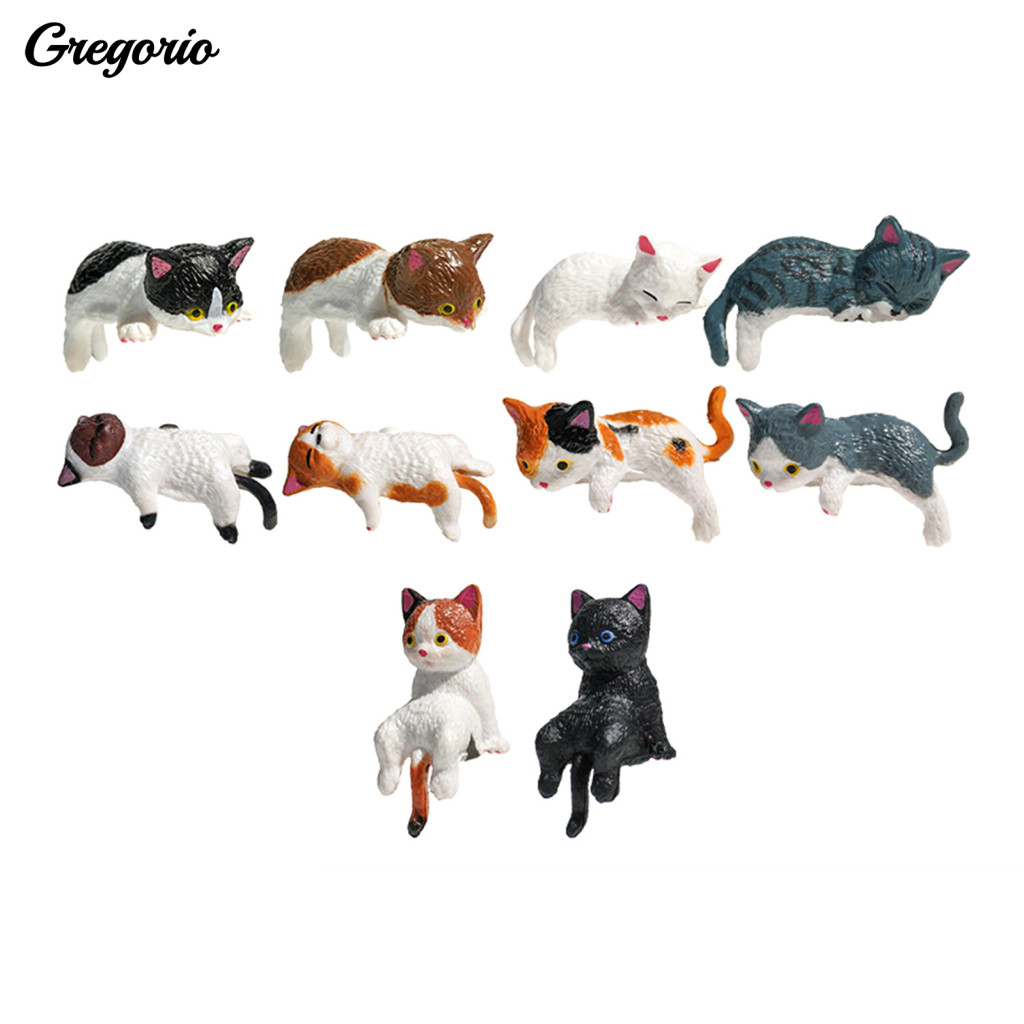 Mini Cat Figurine Miniature Figurines Set Cute Cartoon – Small Kitten Ornament for Car Dashboard Computer Monitor Home