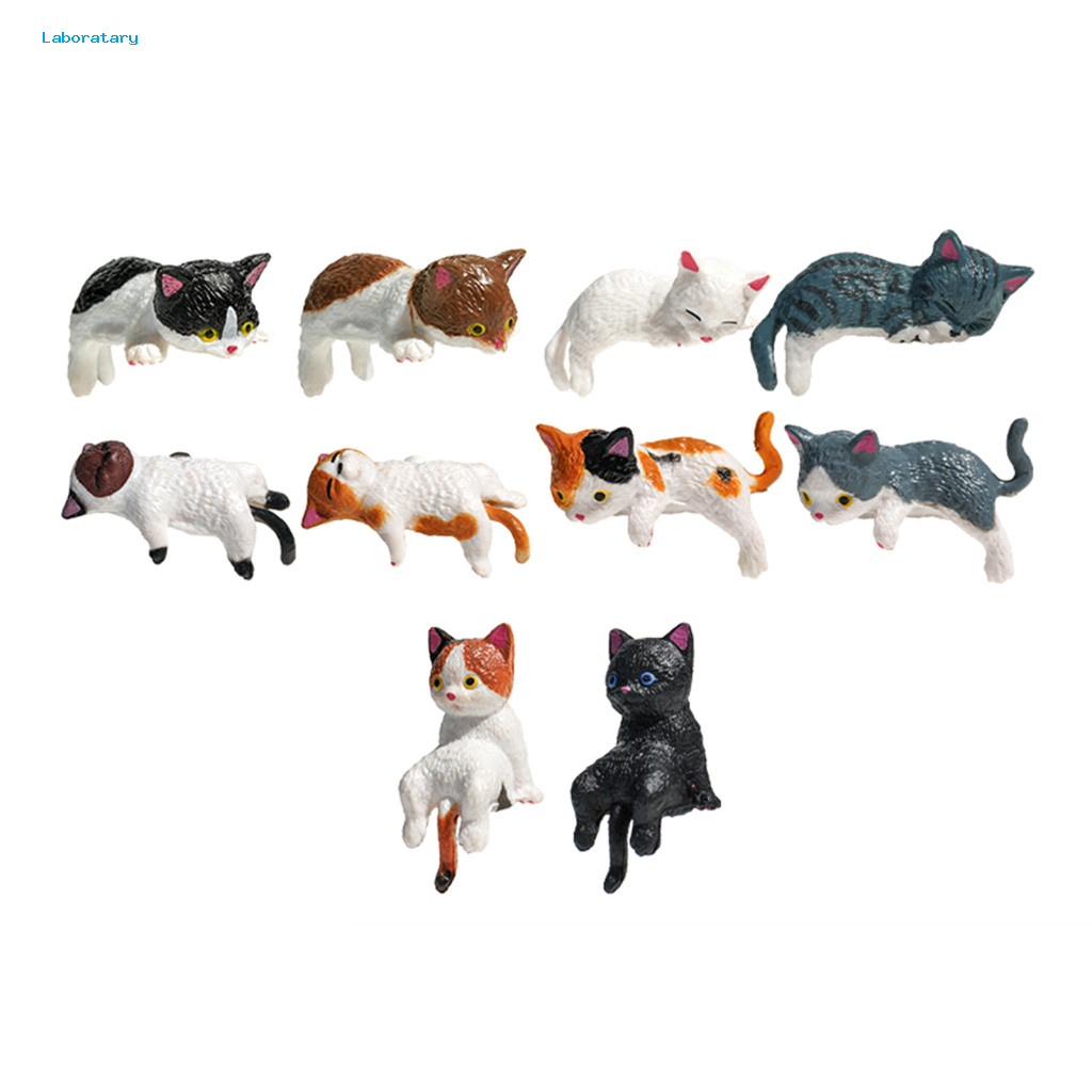 Cute Cat Office Decorations Mini Figurine Cartoon Small Kitten Ornament for Car Dashboard Computer Monitor Home Desk Dec