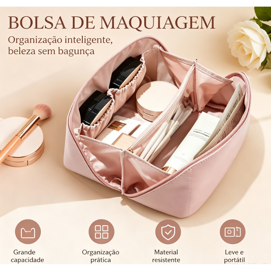 Necessaire Maquiagem Com Divisórias Portátil