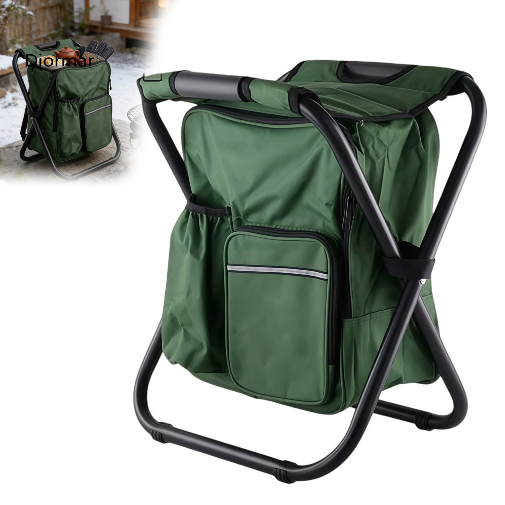 Outdoor Fishing Seat Insulated Cooler Bag Stool Portable Folding with Backpack – Heavy Duty Collapsible for Camping Hu
