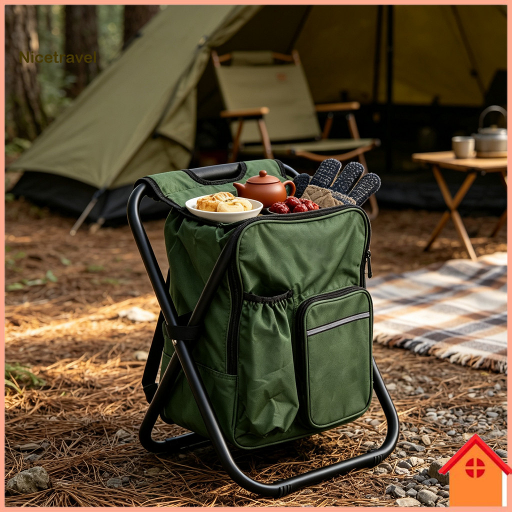 Insulated Cooler Bag Stool Collapsible Hiking Portable Folding with Backpack – Heavy Duty Seat for Fishing Camping Hun