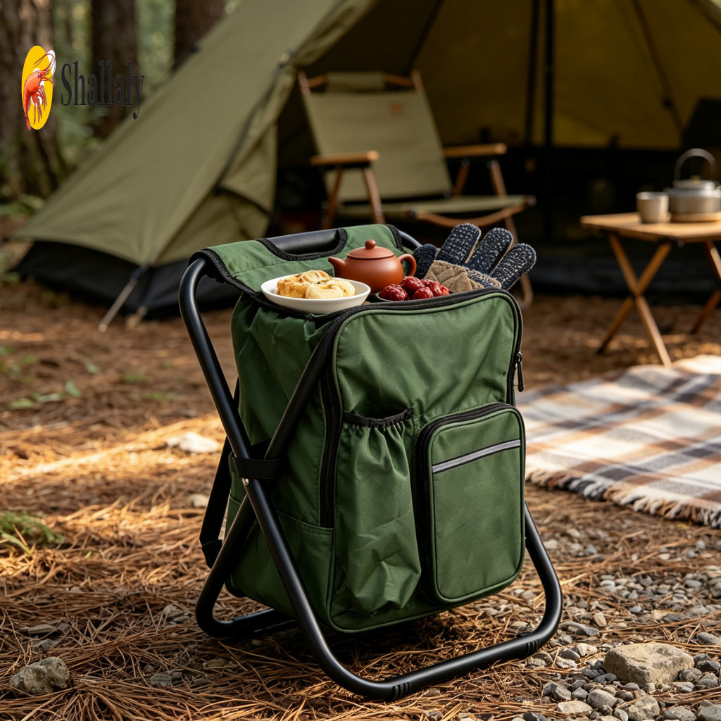 3-in-1 Folding Stool Portable with Cooler Backpack – Heavy Duty Collapsible Seat for Fishing Camping Hunting Travel Li