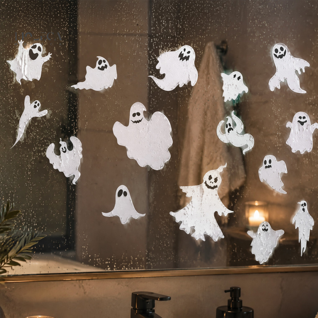 Halloween Window Clings Atmosphere Stickers Ghost Waterproof Static Glass Spooky Decor for Indoor Outdoor Party Reusable