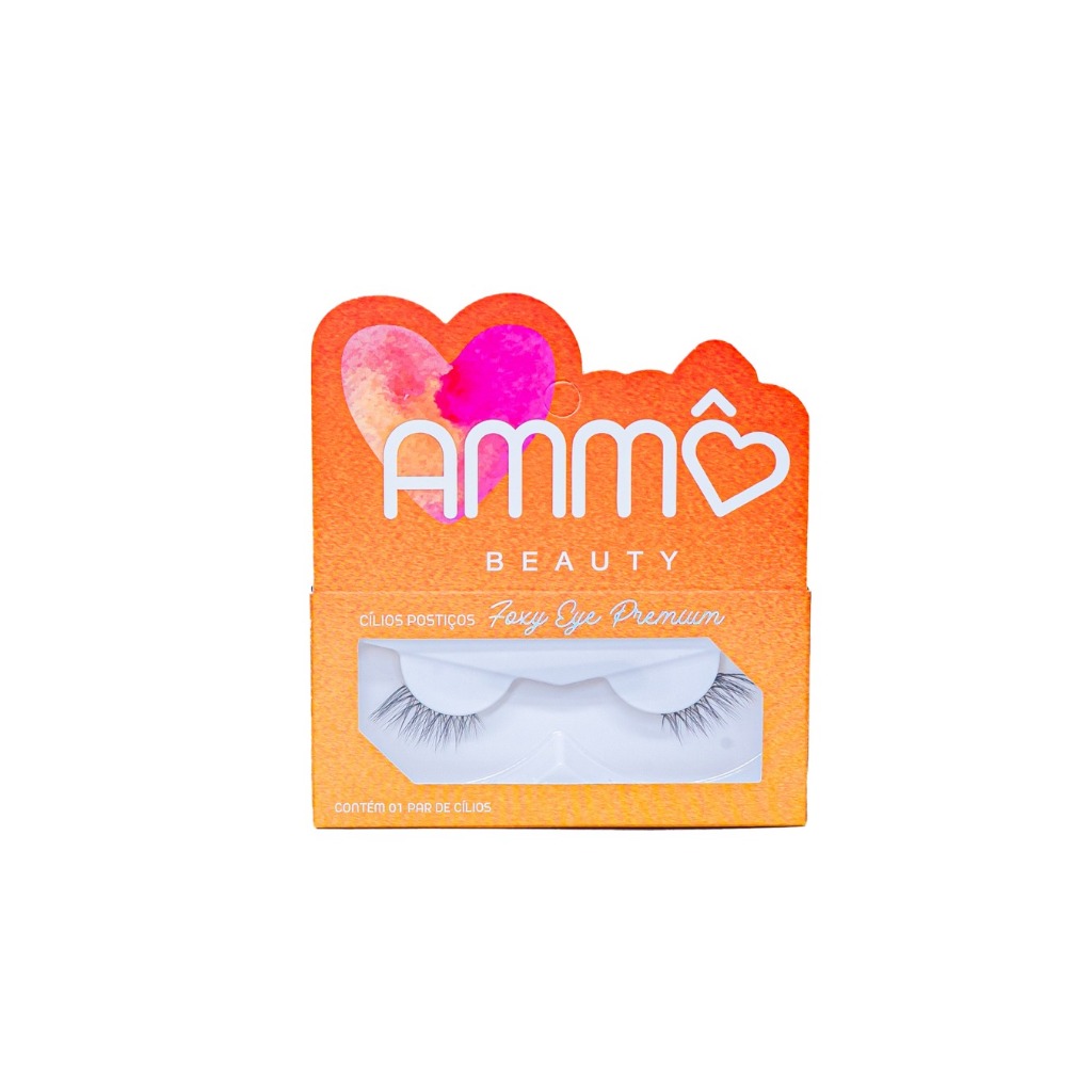 Cílios Postiços Foxy Eye Premium AM0025-Y4 1 Par Ammô Beauty Reutilizável Alongado Olhar Natural