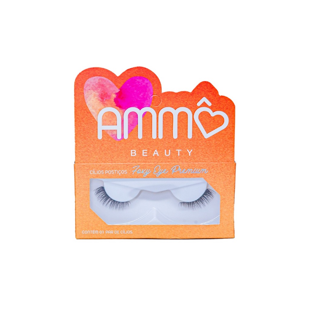 Cílios Postiços Foxy Eye Premium AM0025-Y3 1 Par Ammô Beauty Reutilizável Alongado Olhar Natural