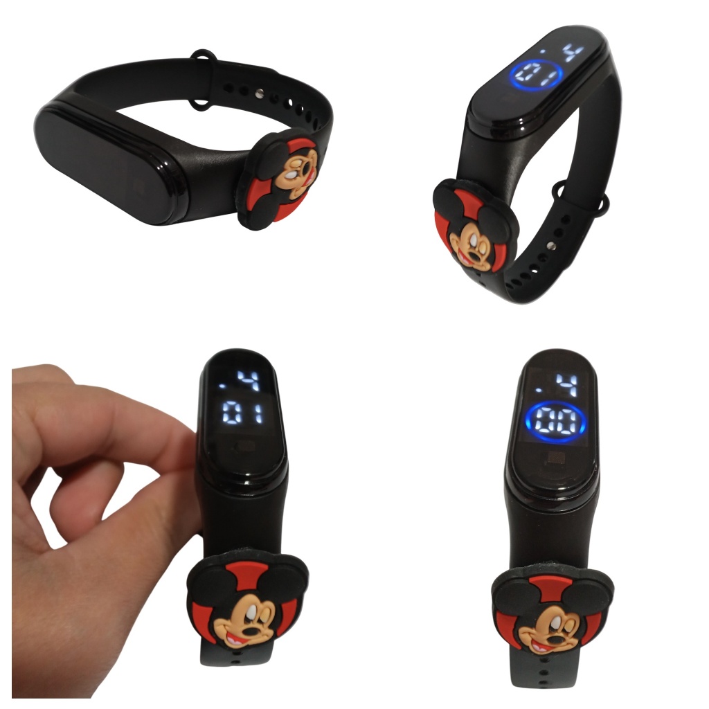 Relógio M4 digital led Mickey Mouse Esportivo A prova água Ajustável