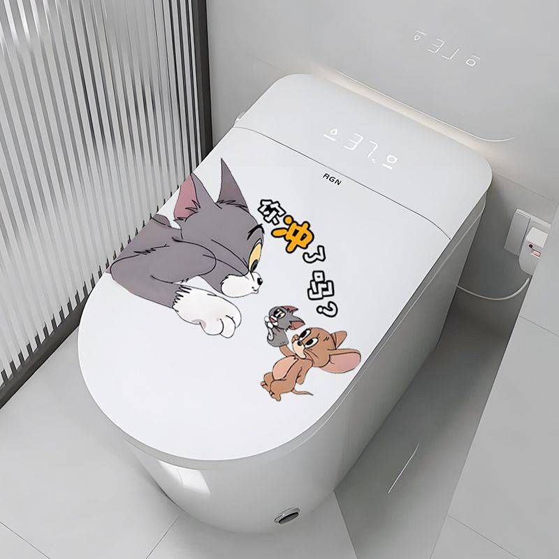 Cute Cartoon Cat and Mouse Toilet Stickers Toilet Toilet Decoration Film Waterproof Bathroom Sticker Sc6u