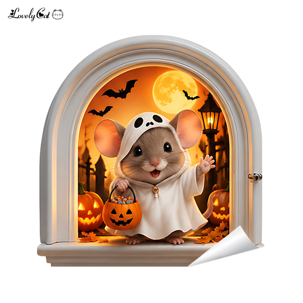 Self Adhesive Wall Decals Christmas Holiday Decorations Halloween Mouse Stickers Waterproof Pvc Doorway Easy Peel and St
