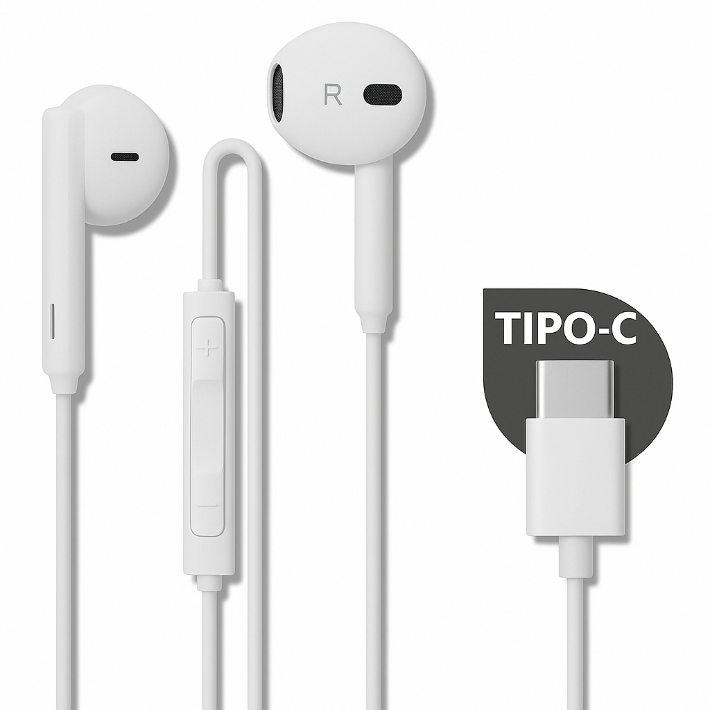 Fone de Ouvido Fio Universal Reforçado Alta Qualidade Portátil Tipo C