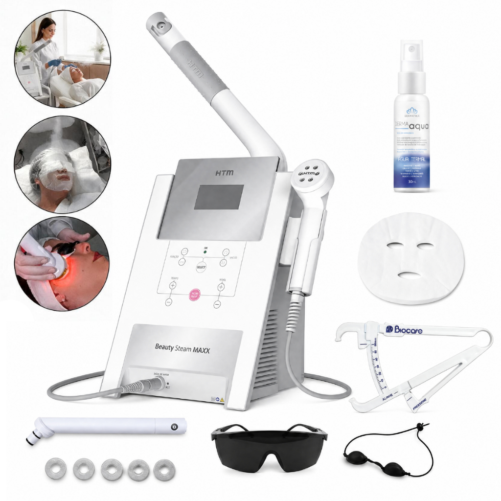 Beauty Steam Maxx HTM Vapor Ozônio LED RGB + 3 Brindes Com Anvisa