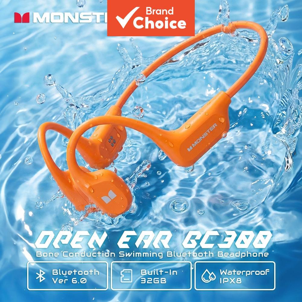 Fones De Ouvido Monster BC300 Com Eficiência Sólidamente Softly IPX8 Full Waterproof Bone Conduction Sports 32GB Armazen