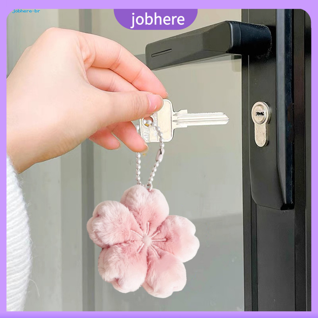 Plush Keychain Pendant 1/2/3 Pcs Soft Cherry Blossom Pink Floral Bag Charm Cute Portable Key Holder for Backpacks Car an
