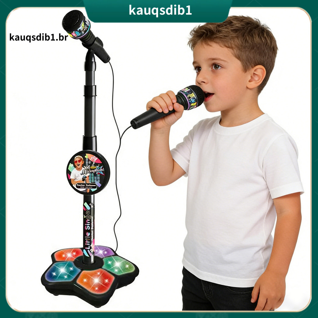 Microphone Toy with Stand Kids Karaoke Adjustable Led Lights Music Singing Machine for Toddlers Boys Girls – Fun Music