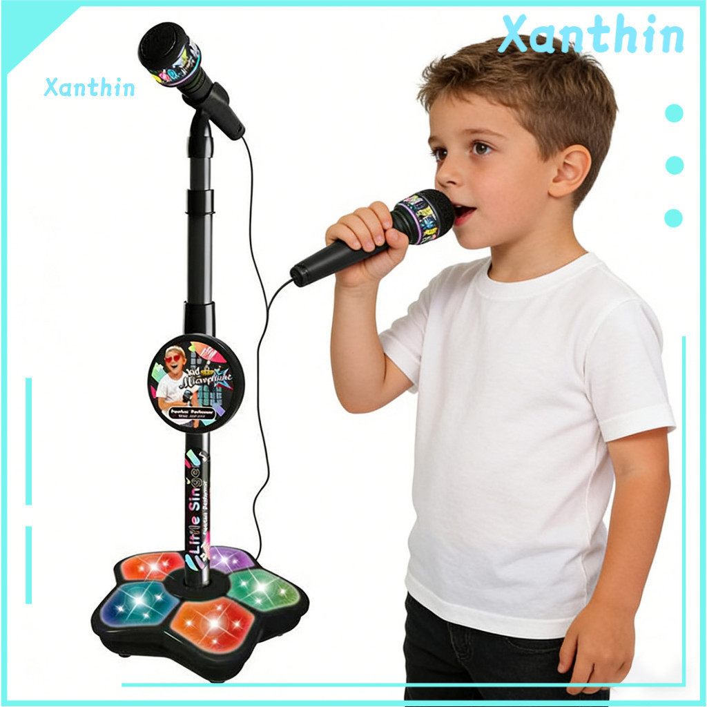Kids Music Singing Toy Karaoke Microphone with Adjustable Stand Led Lights Machine for Toddlers Boys Girls – Fun Music