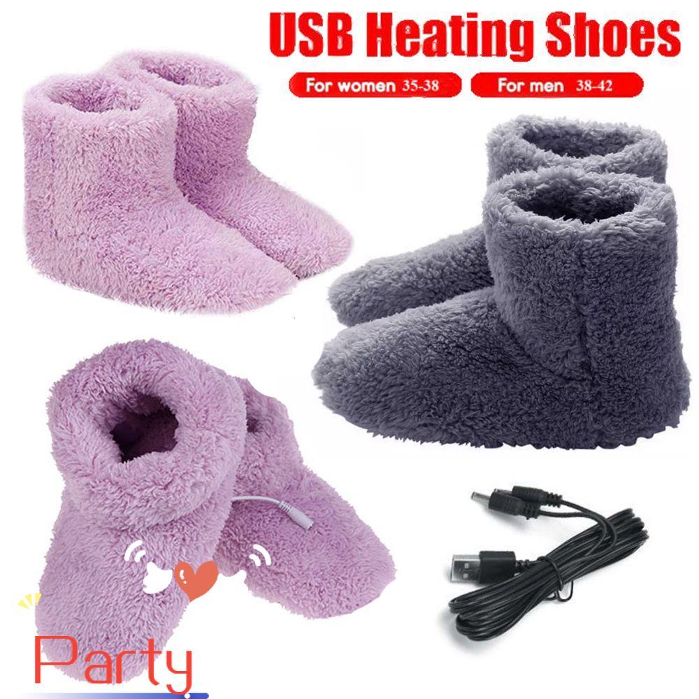 PARTY Chinelo De Aquecimento De Inverno Útil Pelúcia Confortável Com Carregamento USB Sapatos Aquecidos Elétricos